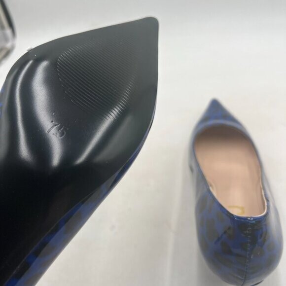 FSJ Blue Sexy Pumps Leopard Prints Shoes Kitten Low Heels Pointed Toe - Picture 5 of 7